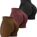 VVX 3 Piece Workout Shorts Womens Seamless High Waist Butt Lifting Scrunch Yoga Gym Shorts