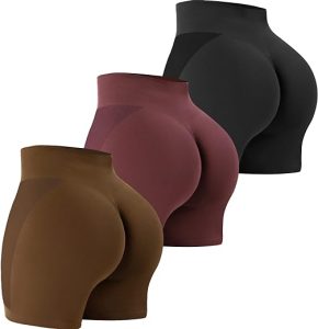 VVX 3 Piece Workout Shorts Womens Seamless High Waist Butt Lifting Scrunch Yoga Gym Shorts