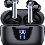 Wireless Earbuds 76Hrs Playtime Ear Buds Bluetooth Headphones with LED Power Display Charging Case Stereo in-Ear Earphones IPX7 Waterproof Sports Headset with Mic for Phone Laptop TV Black