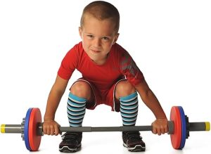 WOD Toys® Barbell Mini - Adjustable Barbell Toy Weight Set for Kids Fitness, Weightlifting and Power lifting - Safe, Durable Kids Gym Workout and Exercise Equipment for Toddlers and Children