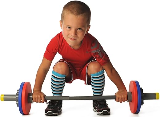 WOD Toys® Barbell Mini - Adjustable Barbell Toy Weight Set for Kids Fitness, Weightlifting and Power lifting - Safe, Durable Kids Gym Workout and Exercise Equipment for Toddlers and Children