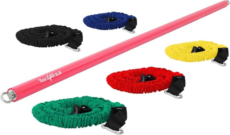 Yes4All Total Body Workout Weighted Bar, Resistance Band Bar, Weighted Bar Racks, Body Exercise Bar for Yoga, Strength Training in Home and Gym Single/Combo