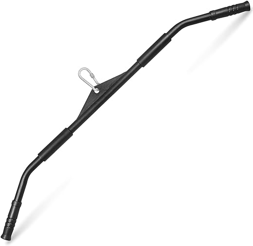 Yes4All Wide Grip Curl LAT Pull Down Bar Attachments Rubber Handgrips/Curl Bar/Press Down for Cable Pulley System Machine